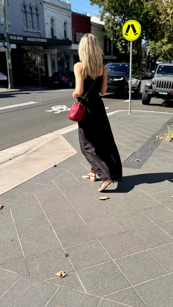 LEILA SLIP DRESS, BLACK SILK