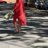 ZINNIA SHIRT DRESS, RUST/IVORY BANDHINI TIE&DYE SILK