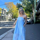IRIS SLIP DRESS, BLUE COTTON