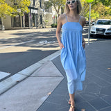 IRIS SLIP DRESS, BLUE COTTON