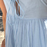 IRIS SLIP DRESS, BLUE COTTON