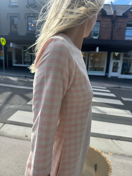 MANER SWING DRESS, PINK GINGHAM COTTON