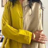 REKHA SHIRT, GOLD / BROWN SILK