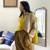 REKHA SHIRT, GOLD / BROWN SILK