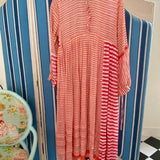 HIBISCUS DRESS, BLOCKPRINT STRIPE COTTON