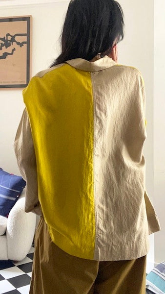 REKHA SHIRT, GOLD / BROWN SILK