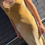 SURYA SLIP DRESS, GOLD SILK VELVET