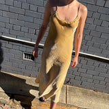 SURYA SLIP DRESS, GOLD SILK VELVET