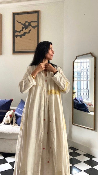SWATI DRESS, IVORY / YELLOW