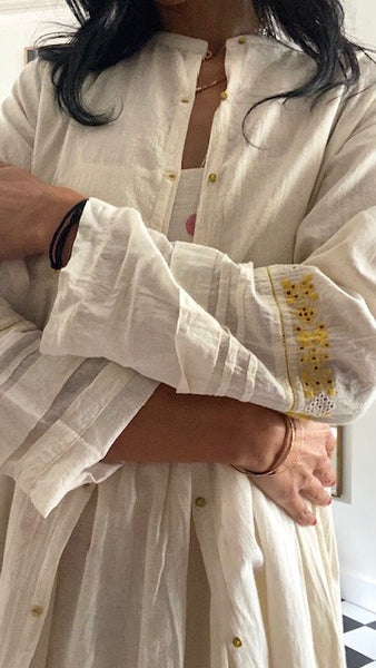 SWATI DRESS, IVORY / YELLOW
