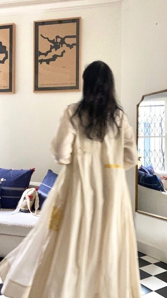 SWATI DRESS, IVORY / YELLOW