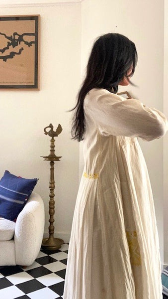 SWATI DRESS, IVORY / YELLOW