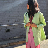 SURI JACKET, GREEN RAW SILK