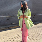SURI JACKET, GREEN RAW SILK