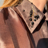 LILA SHIRT, BROWN ORGANZA