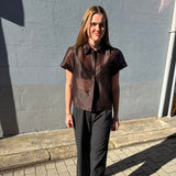 LILA SHIRT, BROWN ORGANZA