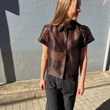 LILA SHIRT, BROWN ORGANZA