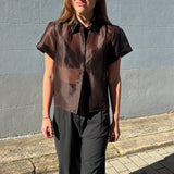 LILA SHIRT, BROWN ORGANZA
