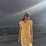 HENNA DRESS, GOLD SILK VELVET