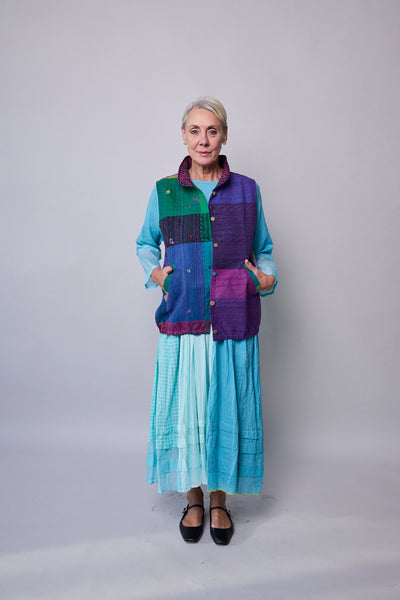 RAINBOW VEST, MULTICOLOUR WOOL SILK