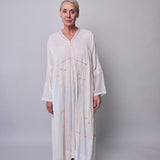 CHIKAN CAFTAN, IVORY EMBROIDERY