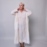 CHIKAN CAFTAN, IVORY EMBROIDERY