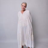 CHIKAN CAFTAN, IVORY EMBROIDERY