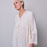CHIKAN CAFTAN, IVORY EMBROIDERY