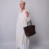 CHIKAN CAFTAN, IVORY EMBROIDERY