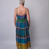 OYSTER SLIP DRESS, GREEN // PURPLE COTTON