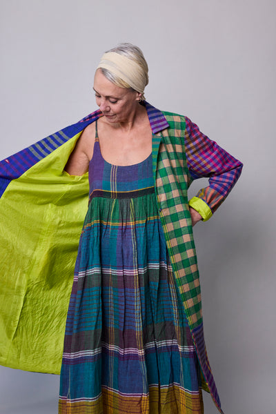 AMETHYST COAT, MULTI COLOURED CASHMERE SILK