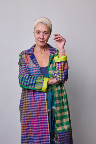 AMETHYST COAT, MULTI COLOURED CASHMERE SILK