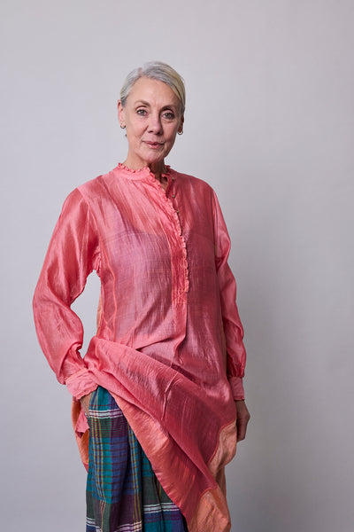 BLUSH SERENITY DRESS, PINK COTTON SILK