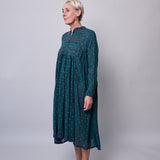EMERALD POLKA DRESS, GREEN COTTON