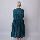 EMERALD POLKA DRESS, GREEN COTTON
