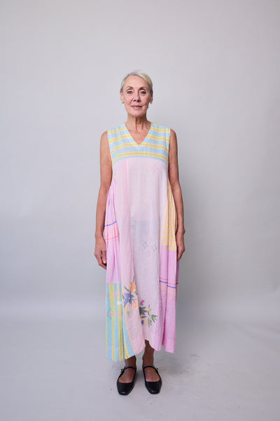 DELILAH DRESS SLEEVELESS, PASTEL PINK COTTON