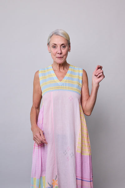 DELILAH DRESS SLEEVELESS, PASTEL PINK COTTON