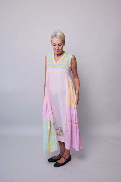 DELILAH DRESS SLEEVELESS, PASTEL PINK COTTON