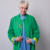 SAGE JACKET, GREEN WOOL SILK