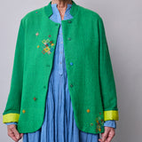 SAGE JACKET, GREEN WOOL SILK