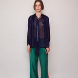 LAYA PANTS, GREEN RAW SILK