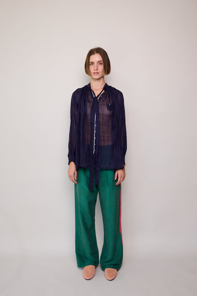 LAYA PANTS, GREEN RAW SILK