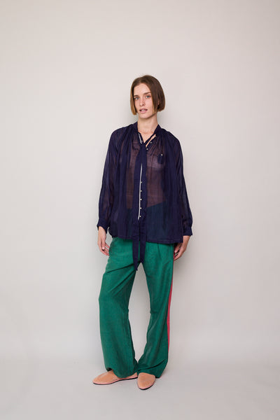 LAYA PANTS, GREEN RAW SILK