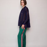 LAYA PANTS, GREEN RAW SILK