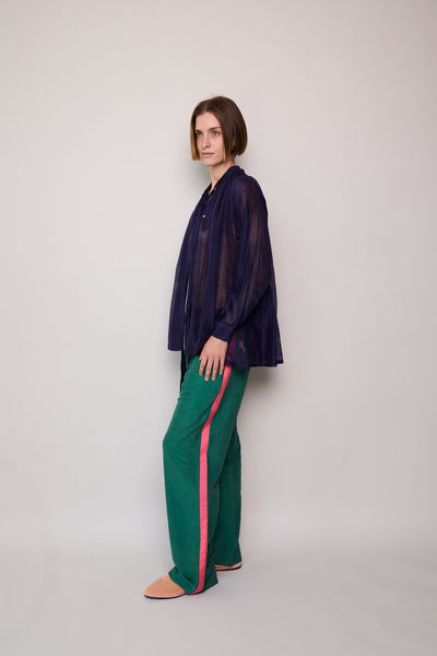 LAYA PANTS, GREEN RAW SILK