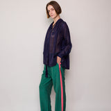 LAYA PANTS, GREEN RAW SILK