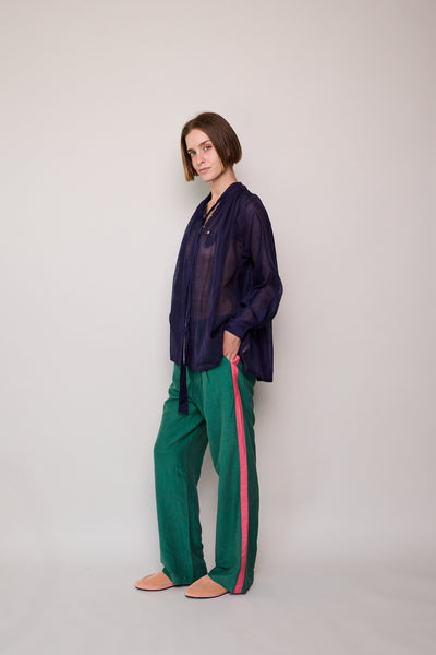 LAYA PANTS, GREEN RAW SILK