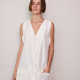 SITAR  VEST, RAW SILK IVORY