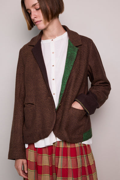 AUTUMN JACKET, BROWN WOOL SILK