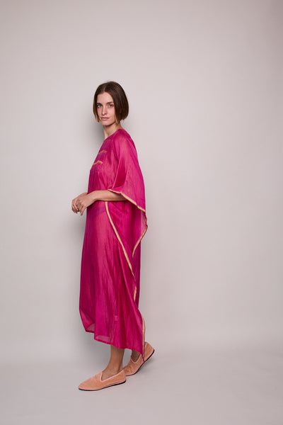 DAHLIA KAFTAN, FUCHSIA SILK